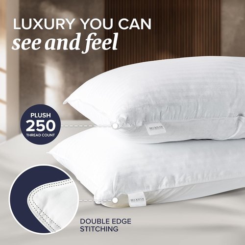 Beckham Hotel Collection Queen Size Pillows - Set of 2 with Soft, Hypoallergenic Protectors