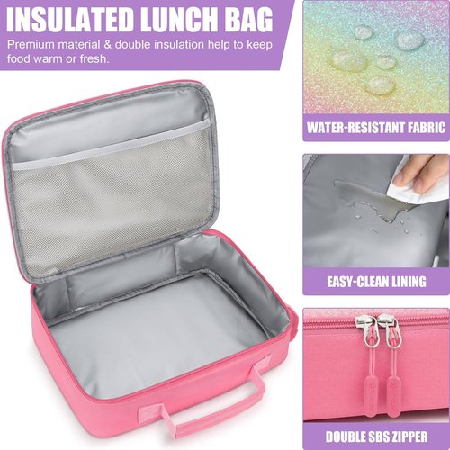 Fimibuke Kids Bento Lunch Box Set - 4 Compartments with Insulated Bag, Water Bottle & Utensils | Perfect Birthday Gift for Ages 3-12