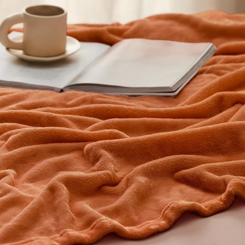 Bedsure Burnt Orange Throw Blanket - Soft, Lightweight Fleece Blanket for Bed, Sofa & Travel | Twin Size, 300GSM