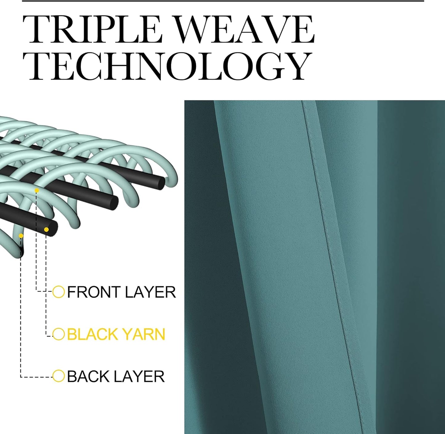 NICETOWN Blackout Curtains for Patio Glass Doors - Sea Teal Privacy Panels, 42" x 95" (1 Pair)