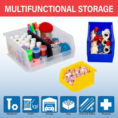 Akro-Mils Plastic Storage Bins - Space-Saving Stackable Organizers for Garage & Pantry | 11" x 5" x 5", Red, 12-Pack