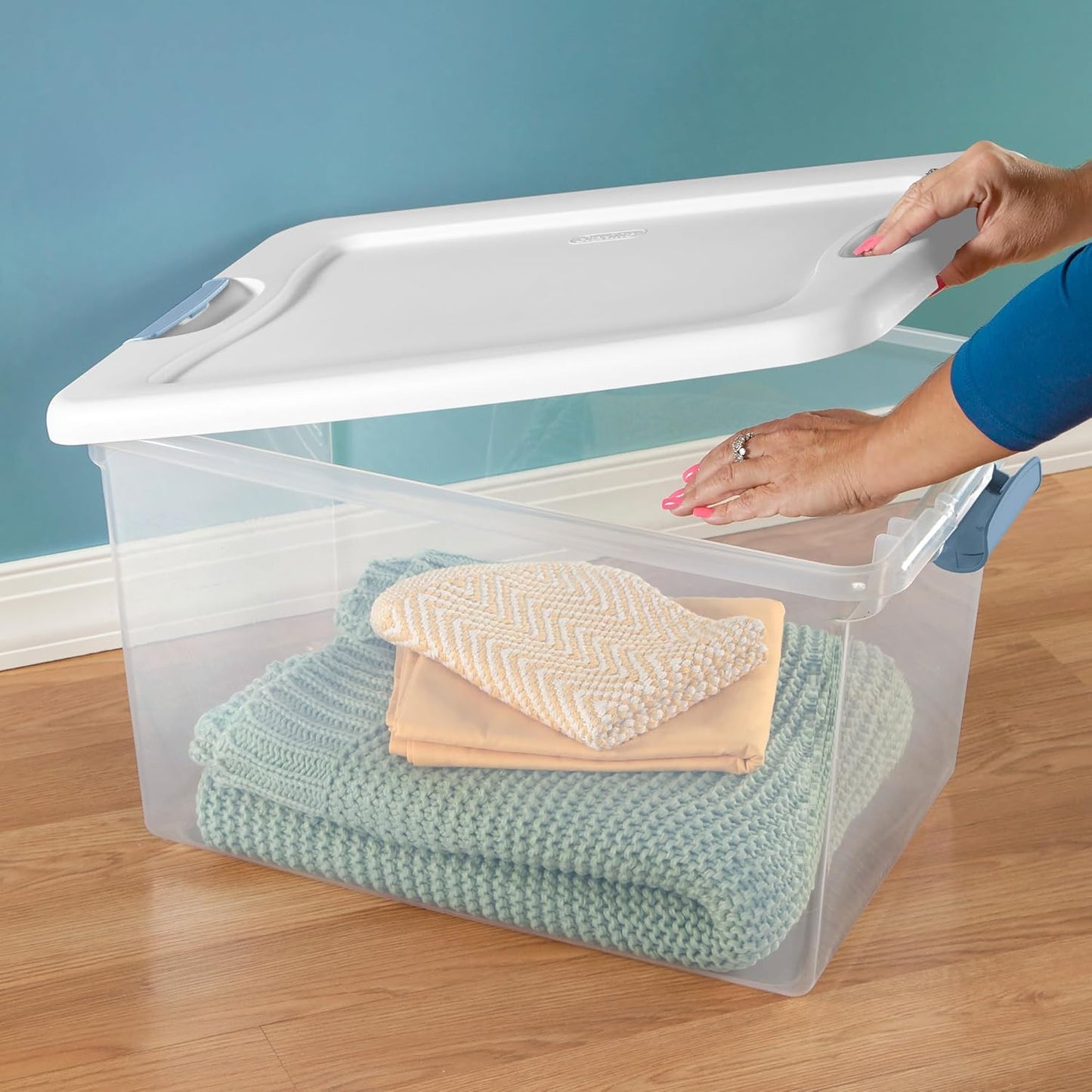 Sterilite 64 Quart Clear Plastic Storage Bins - 4-Pack Latching Organizers for Home & Dorm Use