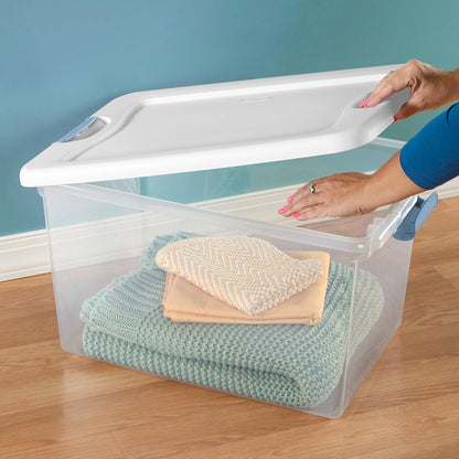 Sterilite 64 Quart Clear Plastic Storage Bins - 4-Pack Latching Organizers for Home & Dorm Use