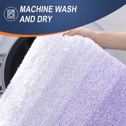 OLANLY Luxury Toilet Rugs U-Shaped 24x20, Extra Soft and Absorbent Microfiber Bathroom Rugs, Non-Slip Plush Shaggy Bath Mat, Machine Wash Dry, Contour Bathroom Mats for Toilet Base, Light Purple