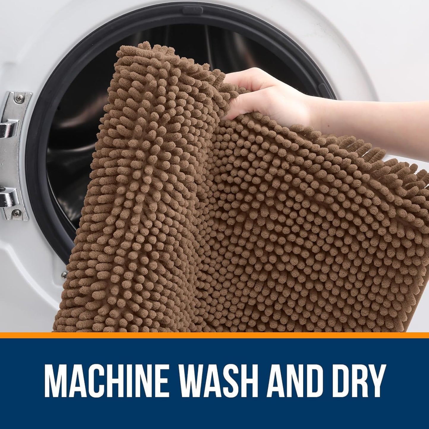 OLANLY Large Bath Rugs - Extra Soft Chenille, Quick Dry & Machine Washable | Mocha 47x32