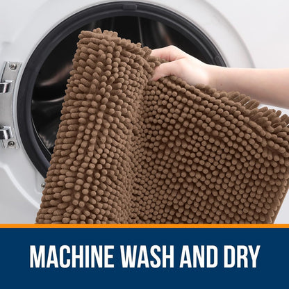 OLANLY Large Bath Rugs - Extra Soft Chenille, Quick Dry & Machine Washable | Mocha 47x32
