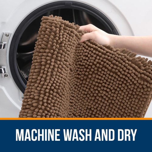OLANLY Bathroom Rugs 40x24, Extra Soft Absorbent Chenille Bath Rugs, Rubber Backing Quick Dry, Machine Washable Bath Mats for Bathroom Floor, Tub and Shower, Home Decor Accessories, Mocha