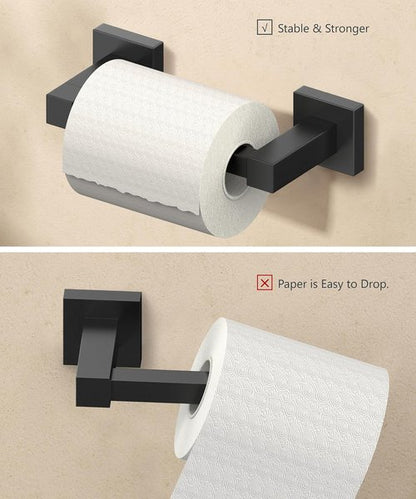 FORIOUS Toilet Paper Holder - Rustproof Stainless Steel Double Post Pivoting Design | Matte Black, 2 Pack