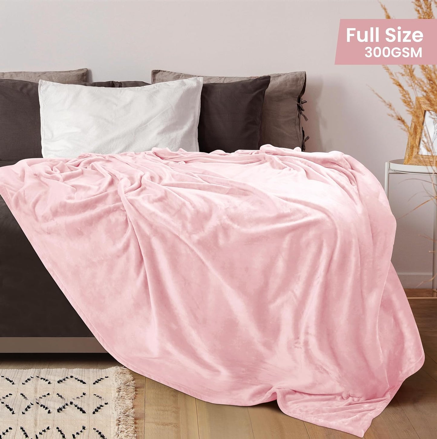 Utopia Bedding Fleece Blanket - Luxury Soft Pink Microfiber | Full Size 90x84 Inch, 300GSM Anti-Static
