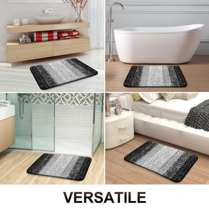 OLANLY Bathroom Runner Rugs 47x24, Extra Soft Absorbent Microfiber Bath Rugs, Rubber Backing, Quick Dry, Machine Washable Bath Mats for Bathroom Floor, Tub and Shower, Home Decor Accessories, Black