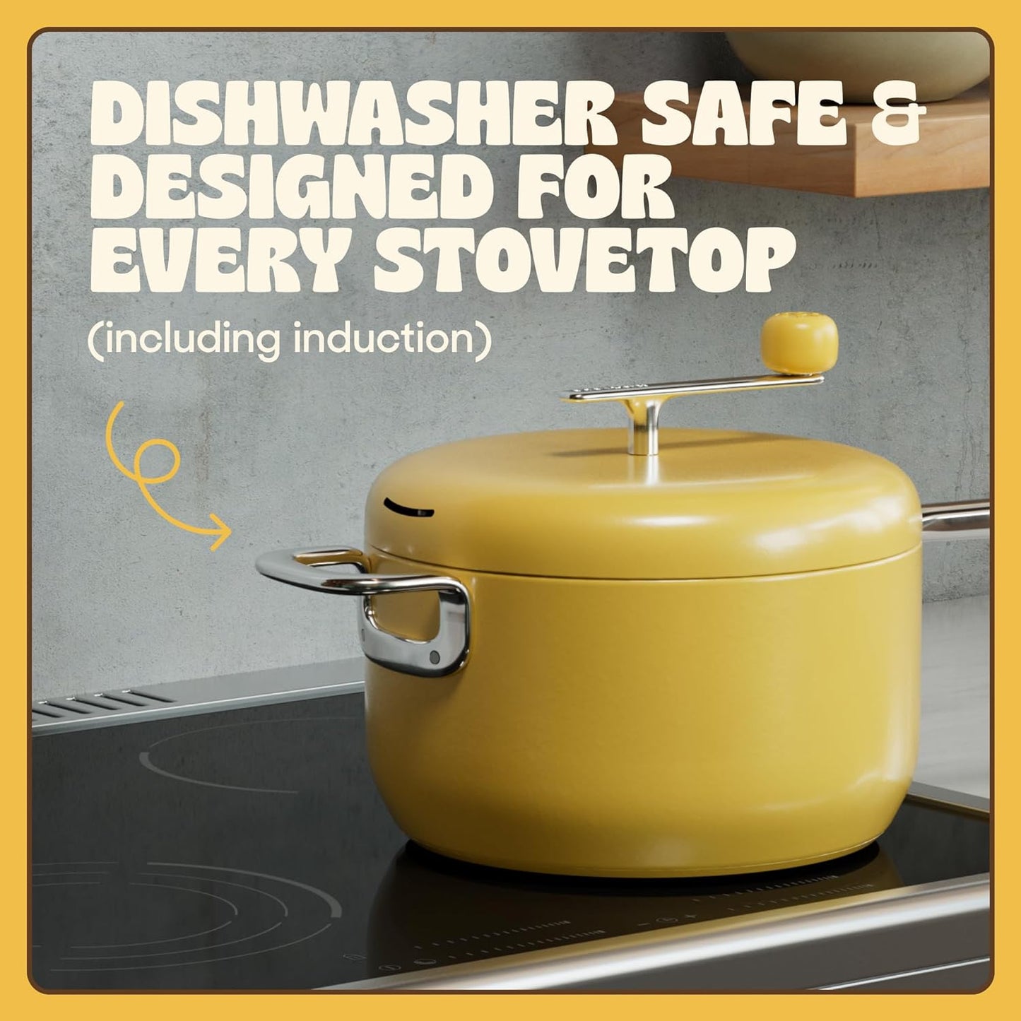 Popsmith Popcorn Popper - 6 Quart Cream Stovetop Machine | Stainless Steel Design for All Stovetops
