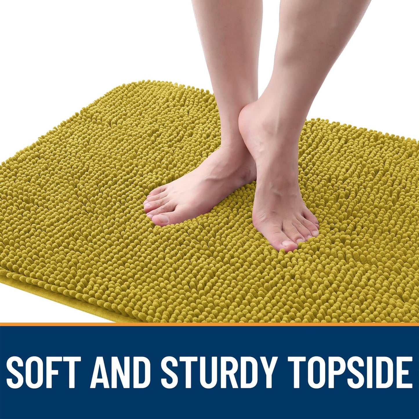 OLANLY Dog Door Mat - Absorbent Non-Slip Mud Mat for Indoor Use | 30x20 Mustard Yellow, Quick Dry Chenille