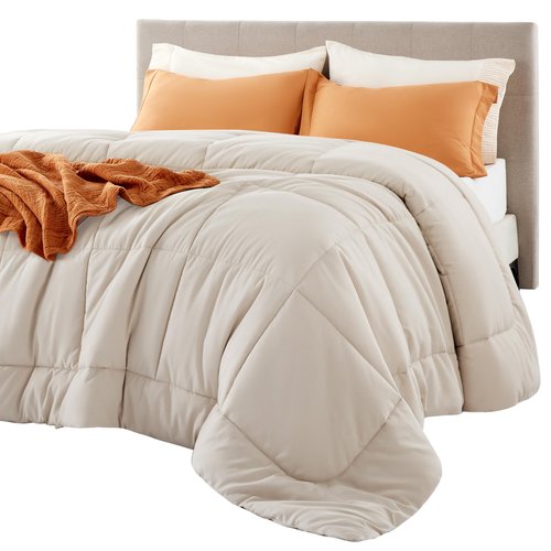 Bedsure Comforter Duvet Insert - Quilted Comforters Twin XL Size, All Season Duvet, GentleSoft Down Alternative Bedding Blanket, with 8 Tabs, Gifts for Women/Men, Linen, Twin XL 92 x 68 Inches
