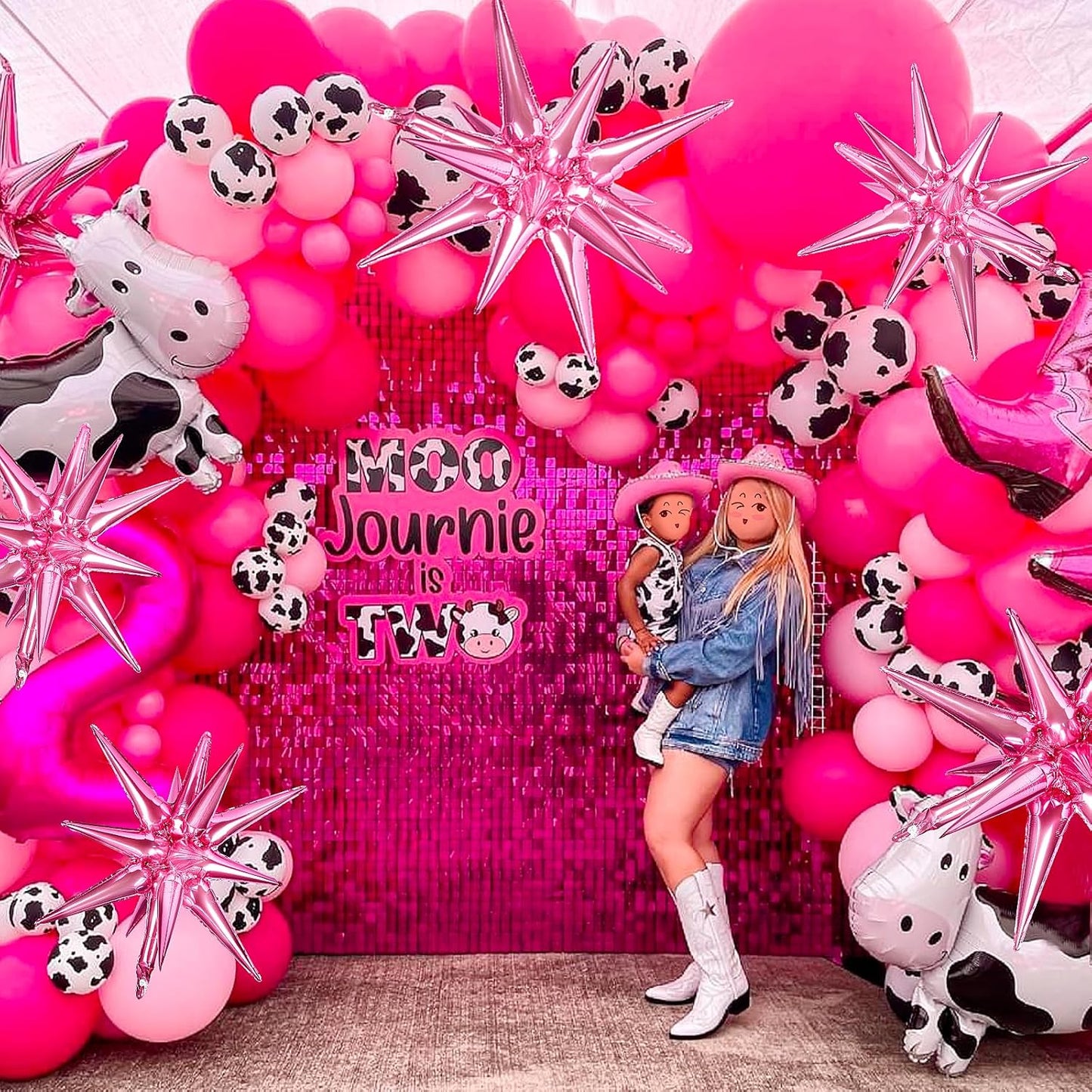 PartyWoo Pearl Pink Star Foil Balloons - 42 Inch Large Mylar Balloons for Birthday & Gender Reveal