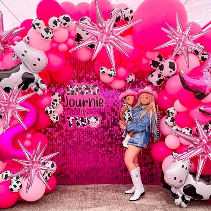 PartyWoo Pearl Pink Star Foil Balloons - 42 Inch Large Mylar Balloons for Birthday & Gender Reveal