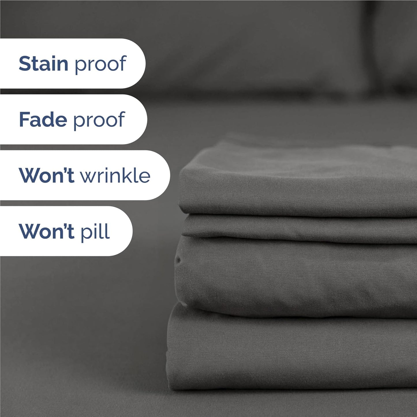 Skiennix Twin XL Sheet Set - Comfy Cooling Bed Sheets with Deep Pockets - Soft, Wrinkle-Free Charcoal