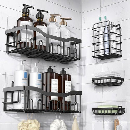 EUDELE Adhesive Shower Caddy - 5 Pack Rustproof Stainless Steel Bath Organizers | No Drilling Shelves for Easy Bathroom Storage