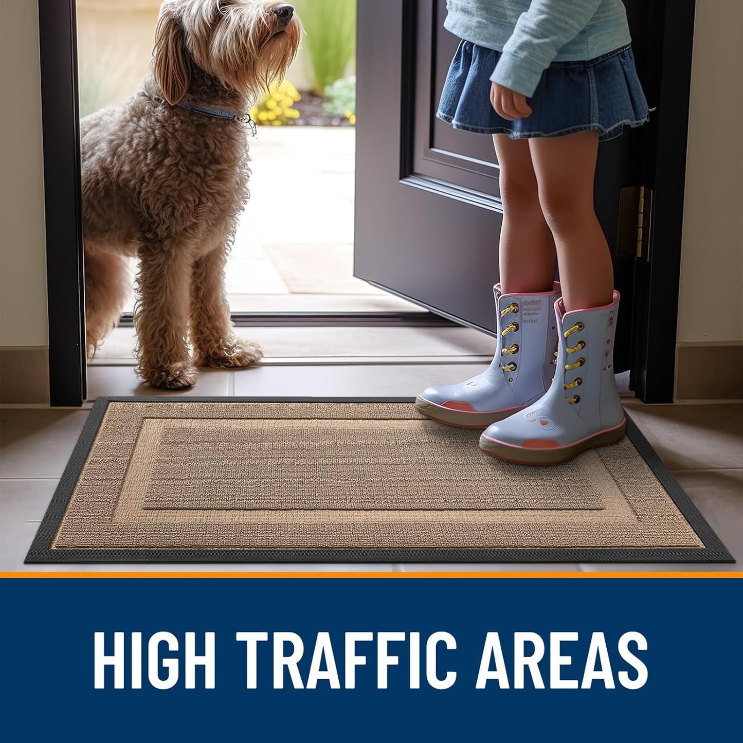 OLANLY Waterproof Front Door Mat - All-Season Indoor/Outdoor Doormat, Easy Clean, 29.5x17, Mocha