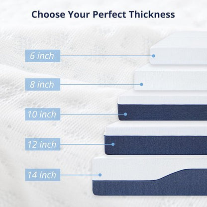 EGOHOME 14-Inch Queen Mattress - Gel Memory Foam, Charcoal Infused, CertiPUR-US Certified | Machine Washable Cover