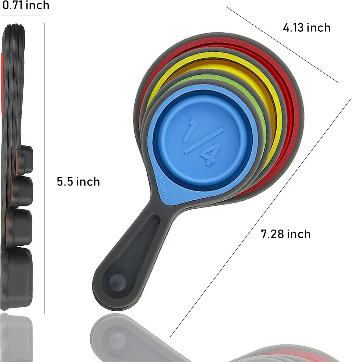 Skiennix Collapsible Silicone Measuring Cups & Spoons - 8-Piece Set for Liquid & Dry Baking | Portable Food-Grade Design