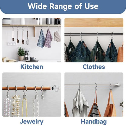 Titanker Shower Curtain Hooks Rings, Rust-Resistant Metal Double Glide Shower Hooks for Bathroom Shower Rods Curtains, Set of 12 Hooks - Space Silver