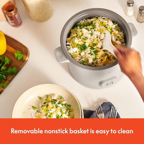 Bella 16-Cup Rice Cooker - Automatic Keep Warm Function, Nonstick Bowl & Steamer | Oatmilk Color