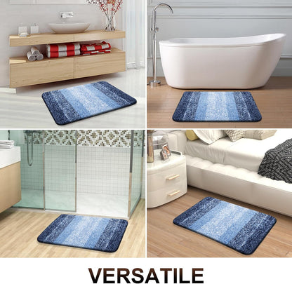 OLANLY Bathroom Runner Rugs - Extra Soft Microfiber Bath Mats | Quick Dry, Machine Washable, 47x17, Navy