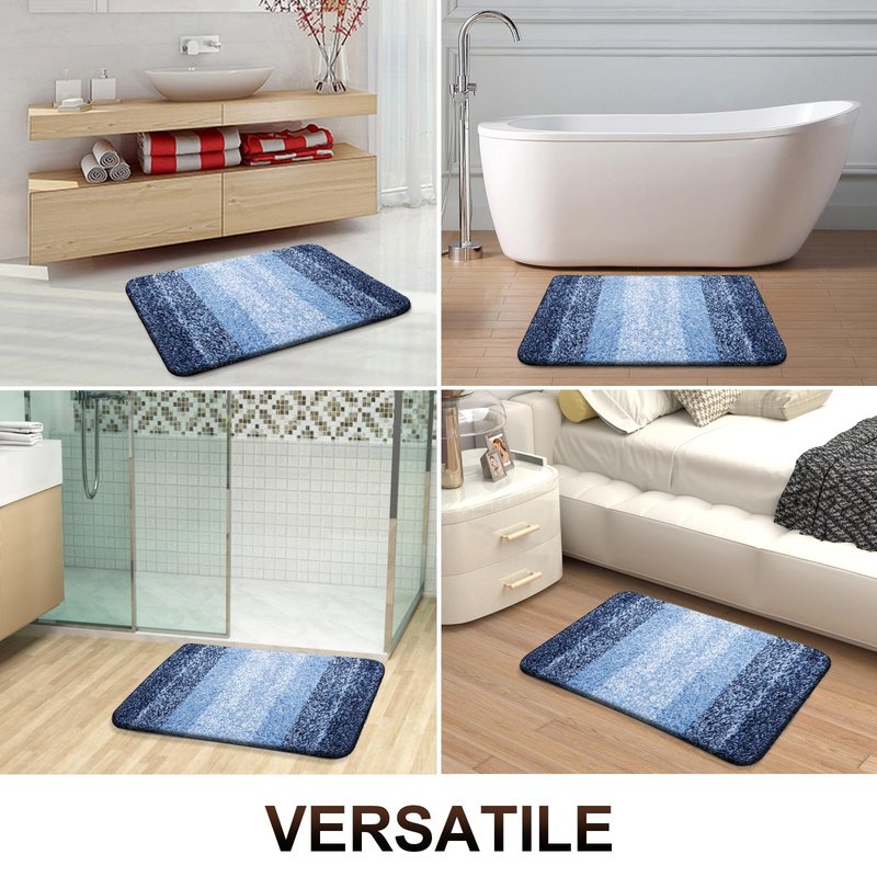 OLANLY Bathroom Runner Rugs Mat 70x24, Extra Soft Absorbent Microfiber Bath Rugs, Rubber Backing, Quick Dry, Washable Long Bath Mats for Bathroom Floor, Tub and Shower, Home Decor Accessories, Navy