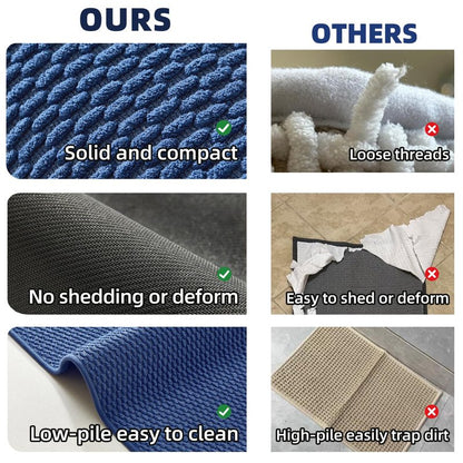 TYUU Bathroom Rugs Non Slip Washable, Super Absorbent Thin Bath Mat Small Quick Dry Low Pile Bathroom Rug, Navy Blue 16"x24"