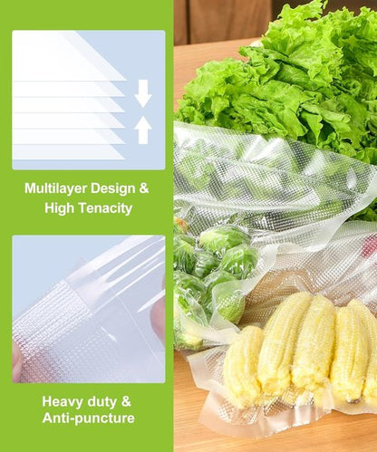 Bonsenkitchen Vacuum Sealer Bags - 3 Rolls 11" x 16' & 3 Rolls 8" x 16' - BPA Free, Commercial Grade, Easy Storage