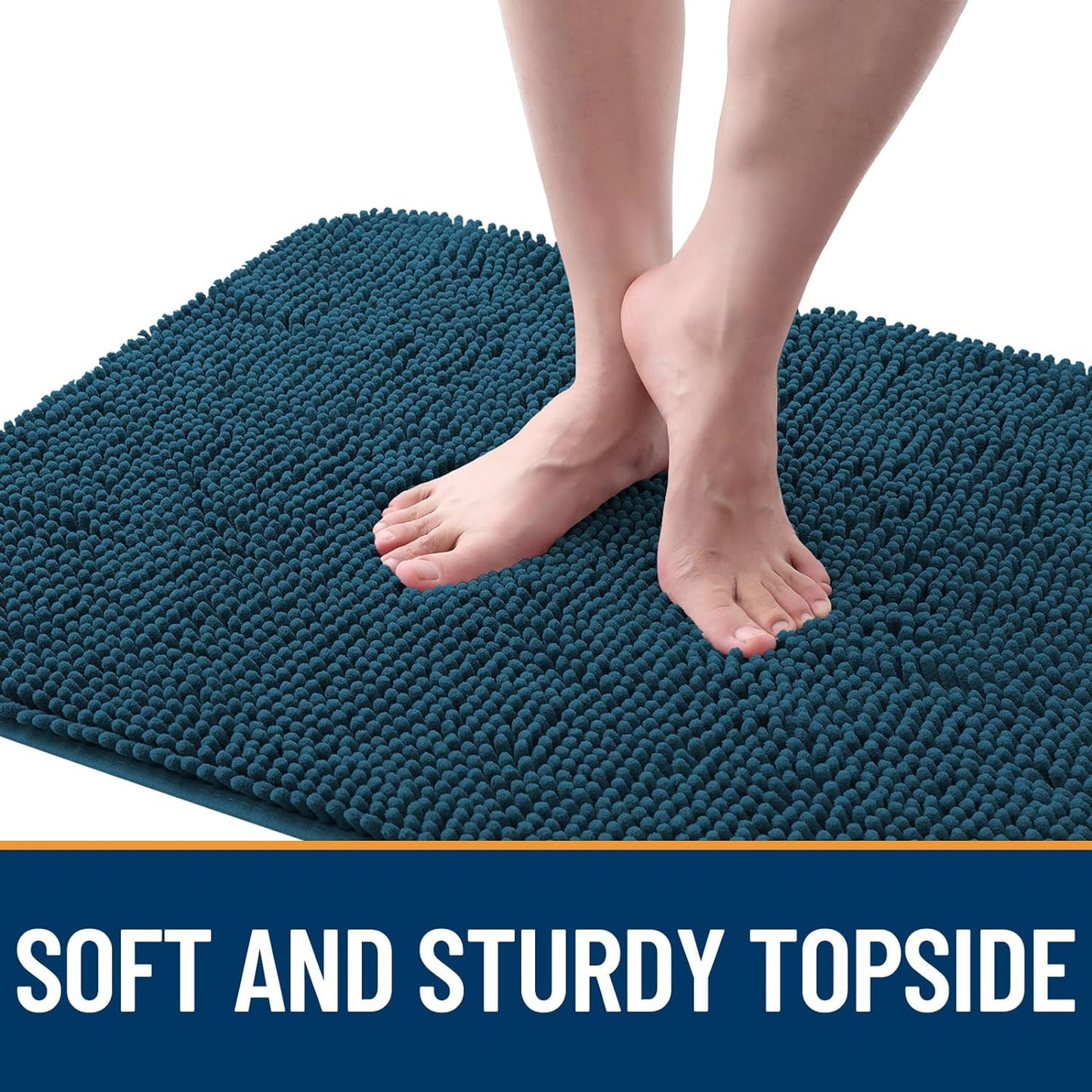 OLANLY Dog Door Mat - Absorbent Non-Slip Chenille for Muddy Paws | 34x21, Quick Dry, Atlantic Blue