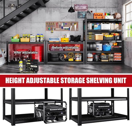 **Regine Switzerland 71" Heavy Duty Garage Shelving | Adjustable 5-Tier Metal Storage Unit, 3000LBS Capacity**