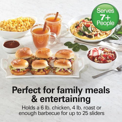 Hamilton Beach 6 Quart Slow Cooker - Space-Saving Folding Handles & Dishwasher Safe Stoneware, Black