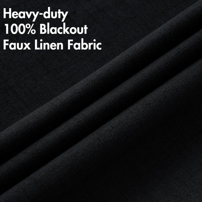 MIULEE Blackout Curtains - 100% Linen Texture Thermal Insulated Drapes | 52x54 Inch (2 Panels)