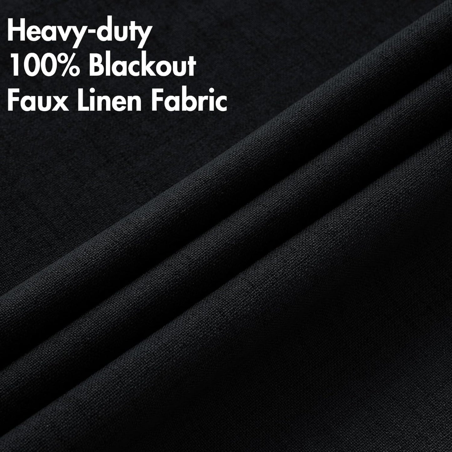 MIULEE Blackout Curtains - 100% Linen Texture Thermal Insulated Drapes | 52x72 Inch, Halloween Black, 2 Panels