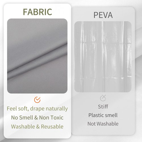 ALYVIA SPRING Extra Long Fabric Shower Curtain Liner Waterproof - 72" x 84", Soft & Lightweight XL Shower Curtain with 3 Magnets, Machine Washable - 72x84, Grey