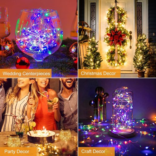 Btfarm 30 Pack Fairy Lights - Battery Operated Twinkle String Lights | 7ft Waterproof Mini Silver Wire for Christmas & Weddings - Warm White/Colorful