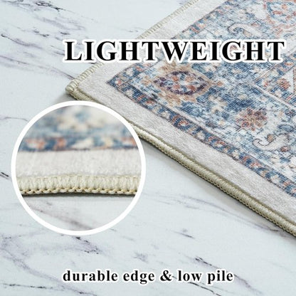 Hallway Washable Runner Rug - Vintage Soft Non-Slip Indoor Carpet for Kitchen & Entryway | 3x10, Brick
