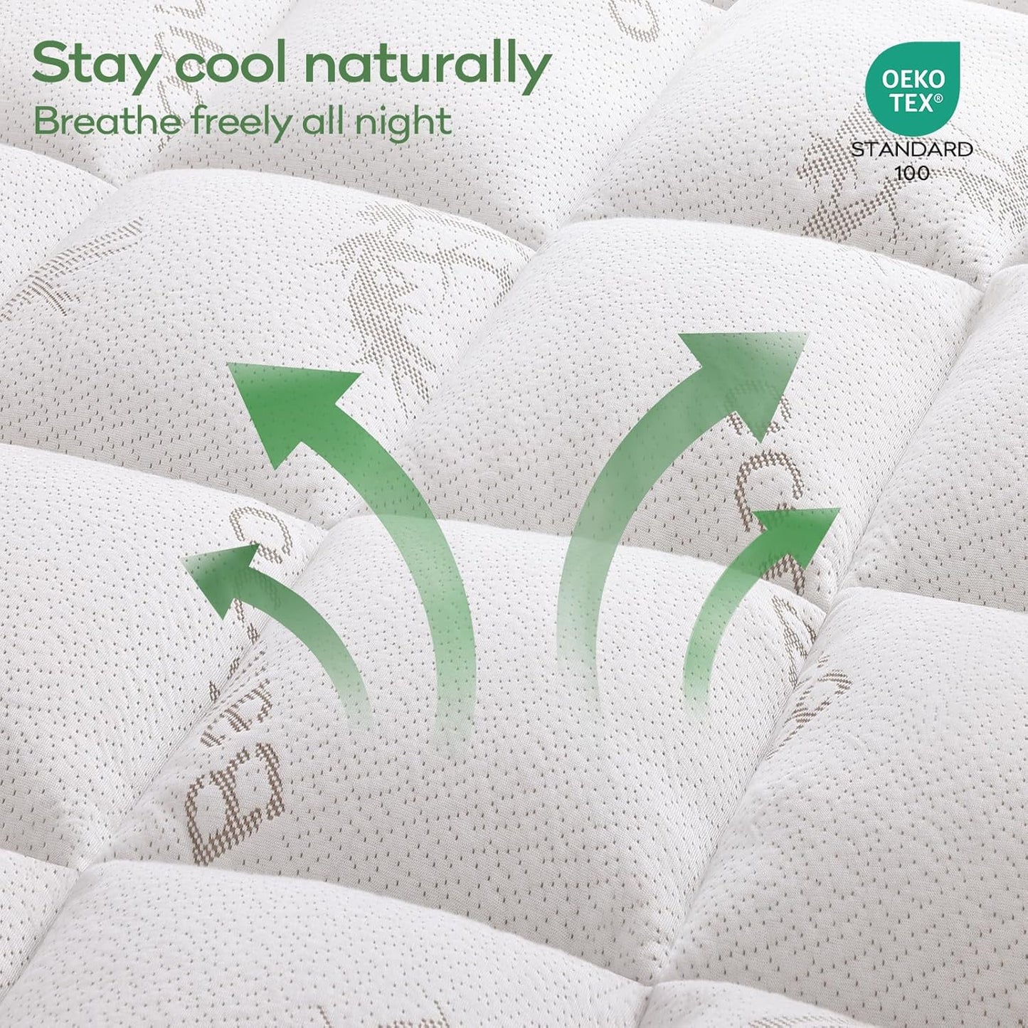 OLANLY King Mattress Topper - Cooling Bamboo Viscose Pillow Top for Back Pain Relief | Plush White Design