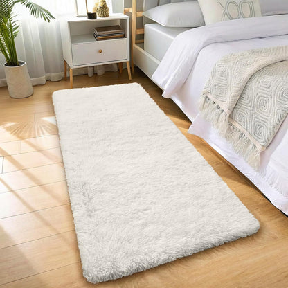 OLANLY Runner Rugs - Soft, Fluffy Machine Washable Design for Hallway & Bedroom | Ivory 2x4 ft