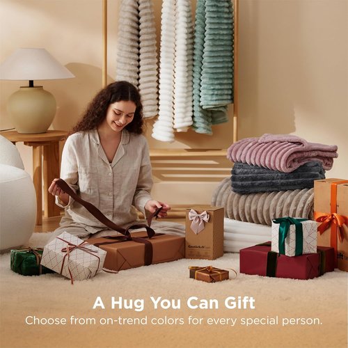 Bedsure GentleSoft Grey Fleece Queen Blanket - Cozy, Soft Throw for Couch | 90x90 Inches