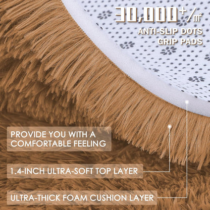 OLANLY Small Bedside Rug - Soft, Machine Washable Shaggy Throw Rug for Bedroom & Nursery | Khaki