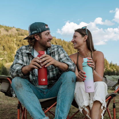 OISIZ Insulated Water Bottle - 24 oz Vacuum Stainless Steel with 2-in-1 Spout & Straw Lid | Leakproof & Keeps Cold 24H