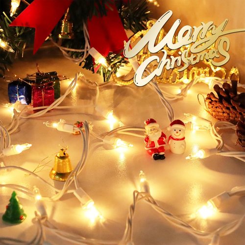 Clear Christmas Lights - 33FT Warm White Mini Bulbs | 100 Incandescent Lights for Indoor & Outdoor Decor