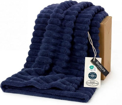 Bedsure GentleSoft Fleece Blanket - Cozy Navy Blue Throw for Couch, Perfect 50x60 Inches Size
