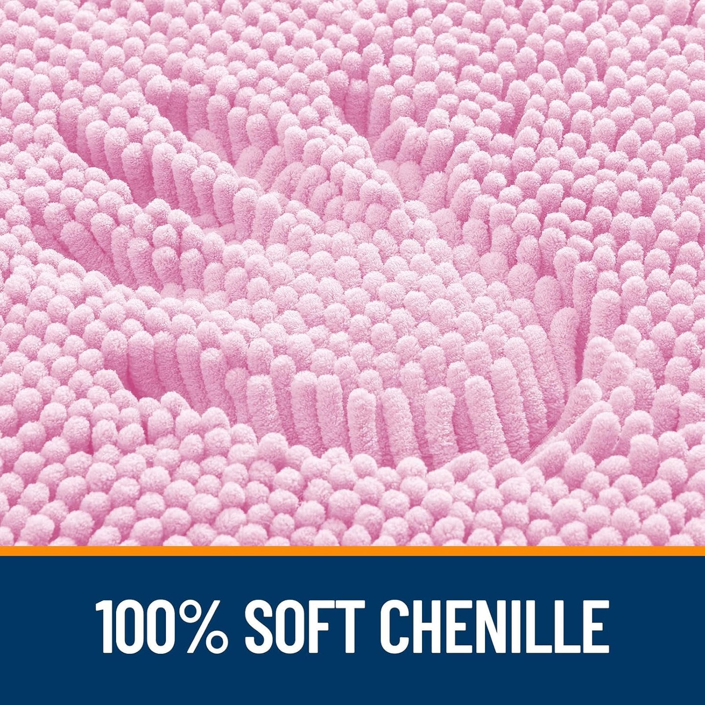 OLANLY Large Bathroom Rugs - Extra Soft Chenille Bath Mats | Quick Dry, Machine Washable, Pink 40x32