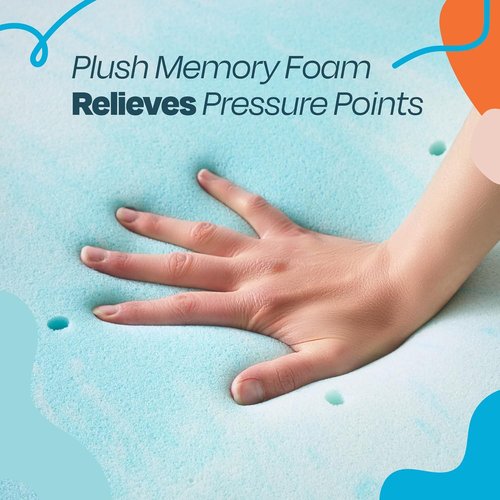 Linenspa 4 Inch Gel Memory Foam Mattress Topper - Queen Size, Cooling & Pressure Relieving, CertiPUR Certified