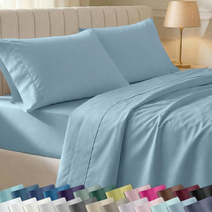 California Design Den Twin Bed Sheet Set - 100% Cotton, 400 Thread Count, Silky Smooth Sateen - Sky Blue