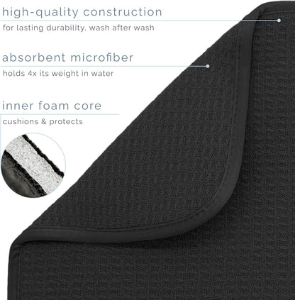 S&T INC. XL Dish Drying Mat - Absorbent Microfiber Kitchen Counter Pad, 18” x 24”, Black