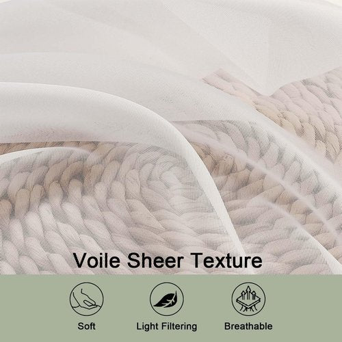OWENIE Sheer Ivory Curtains 84 Inch Length 2 Panels Set for Living Room Bedroom, Rod Pocket Voile Sheer Panel Drapes, Ivory, 2pcs, Each 42" W x 48" L